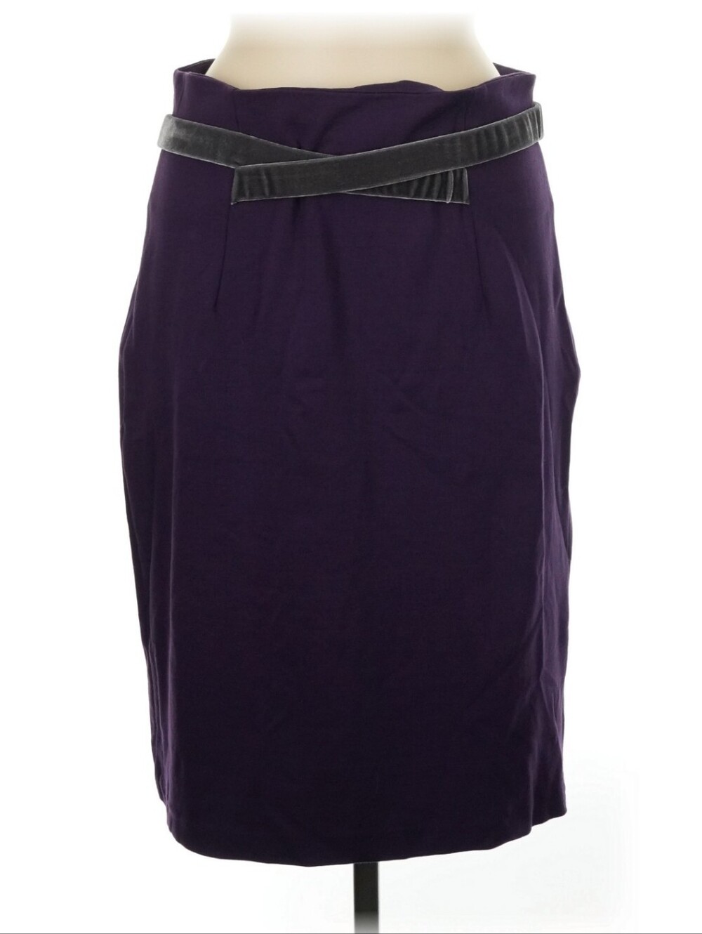 Women's Purple Pencil Skirt with Velvet Belt